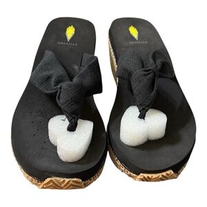 Volatile Tulane Black Wedge Sandals Women’s Size 10 Platform Flip Flops